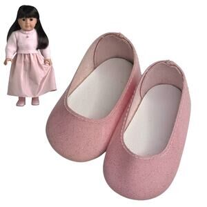 American Girl Doll Shoes Petal Pink Outfit I Pleasant Co Glittery Ballet Flats